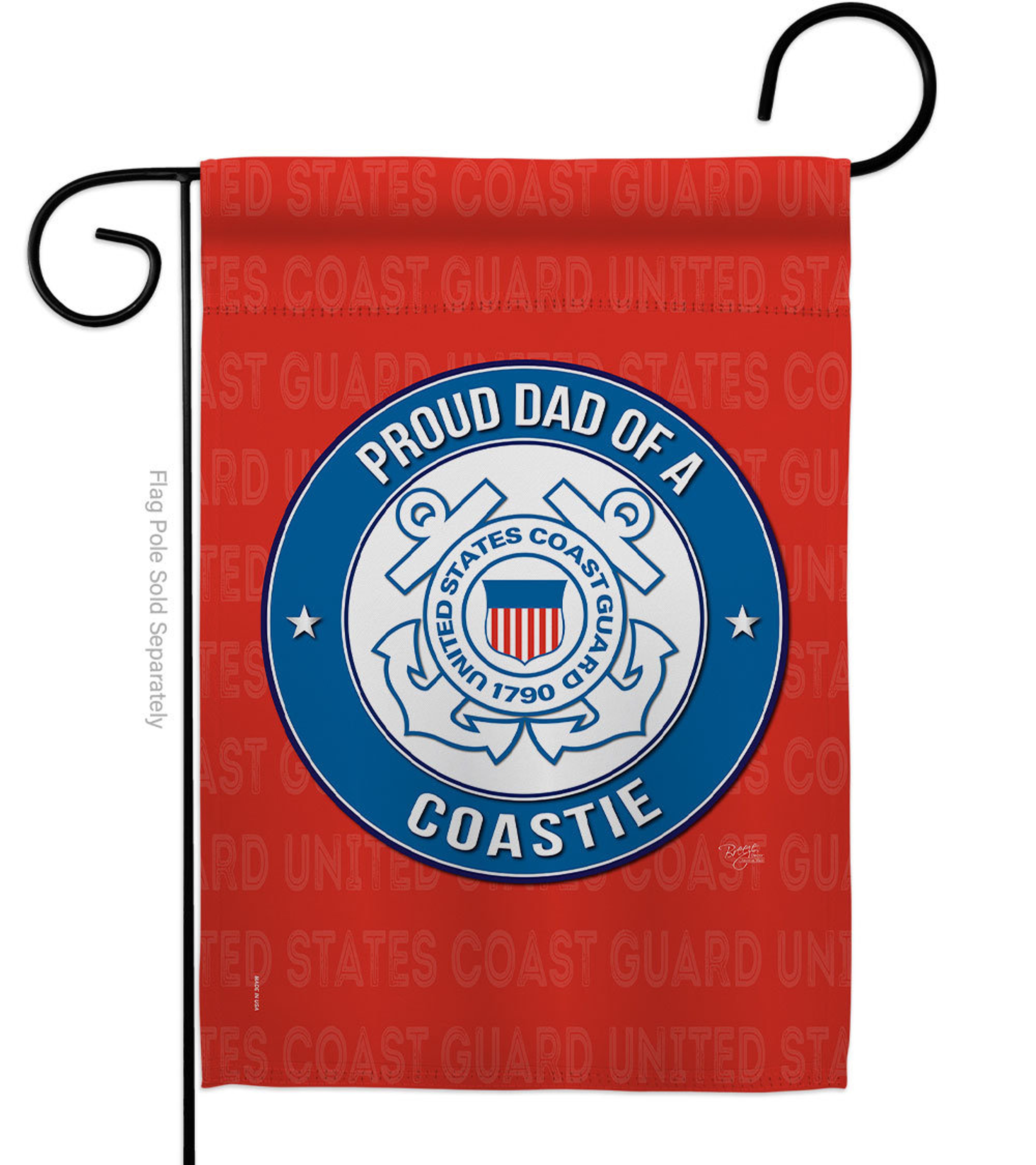 Flagmeup8386 Proud Dad Coastie Coast Guard Garden Flag - Double-Sided Outdoor Banner