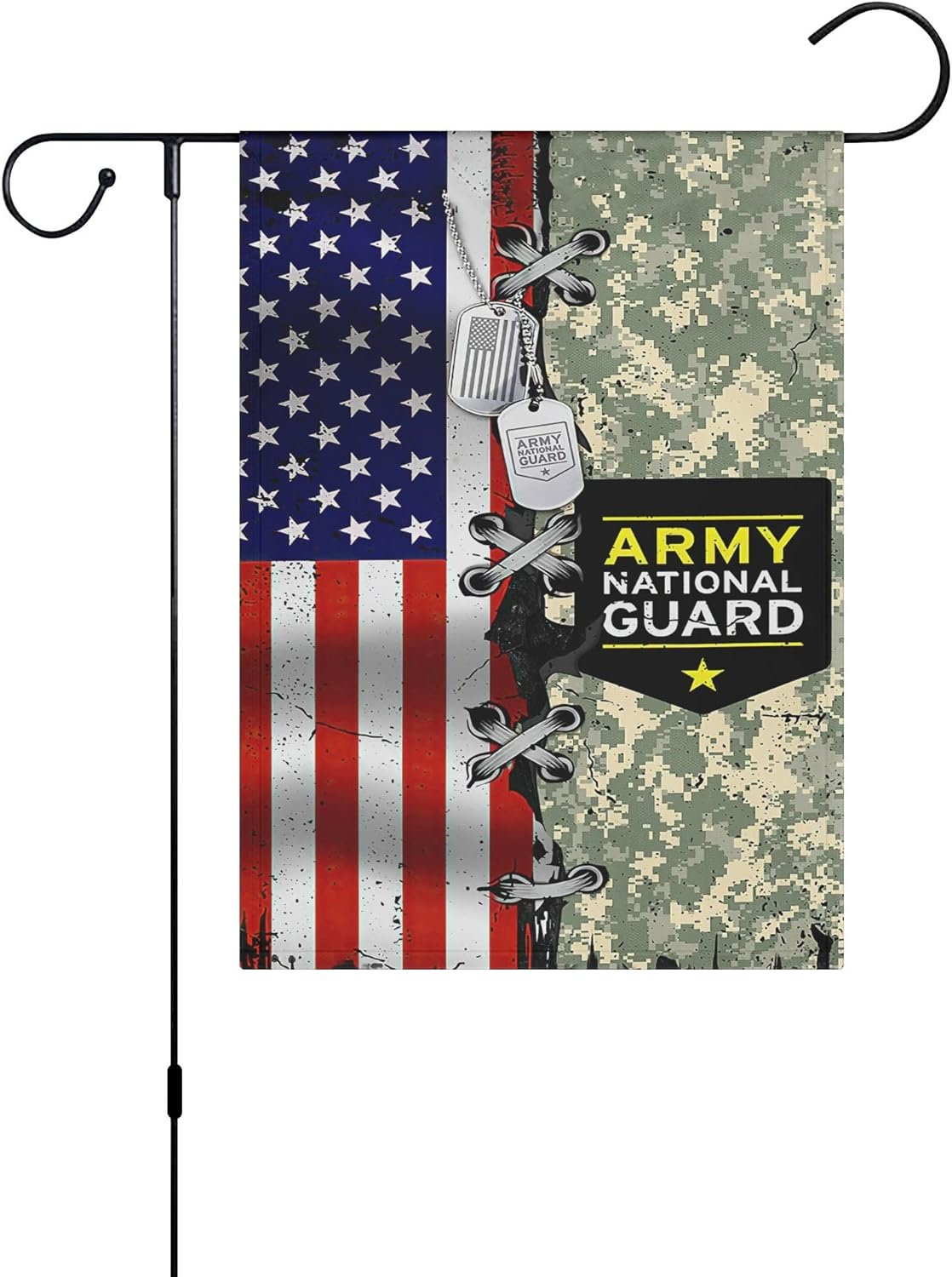 Flagmeup8386 Army National Guard Camo American Flag Banner - 12x18 Inch Patriotic Garden Decor