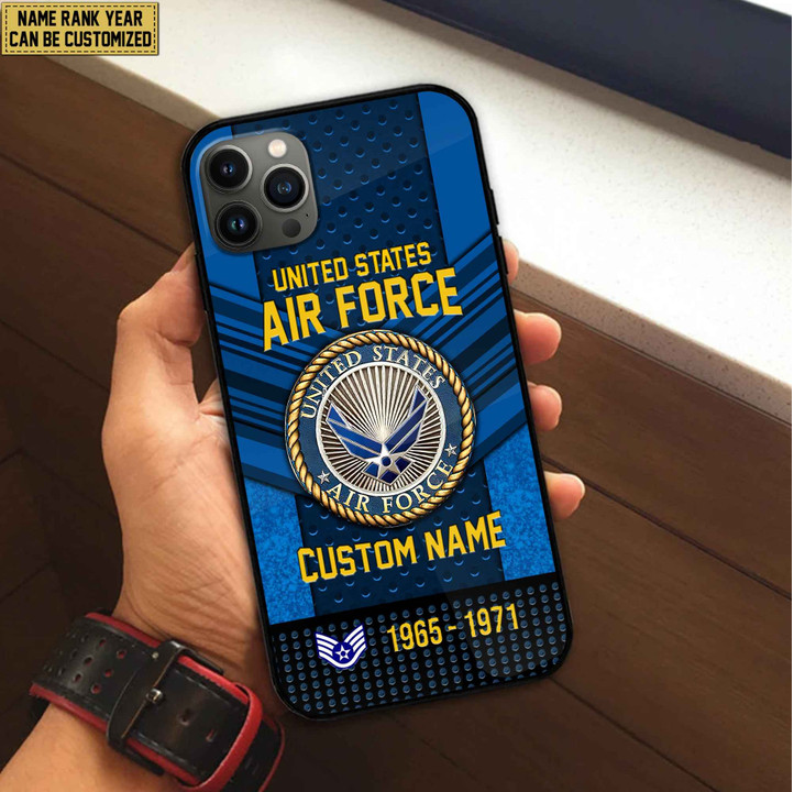 Premium Custom Name, Rank USAF Veteran Phone Case, Gifts For Veterans Day, Father's Day, Gifts For USAF Veteran