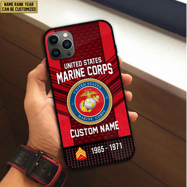 Premium Custom Name, Rank USMC Veteran Phone Case, Gifts For Veterans Day, Father's Day, Gifts For USMC Veteran