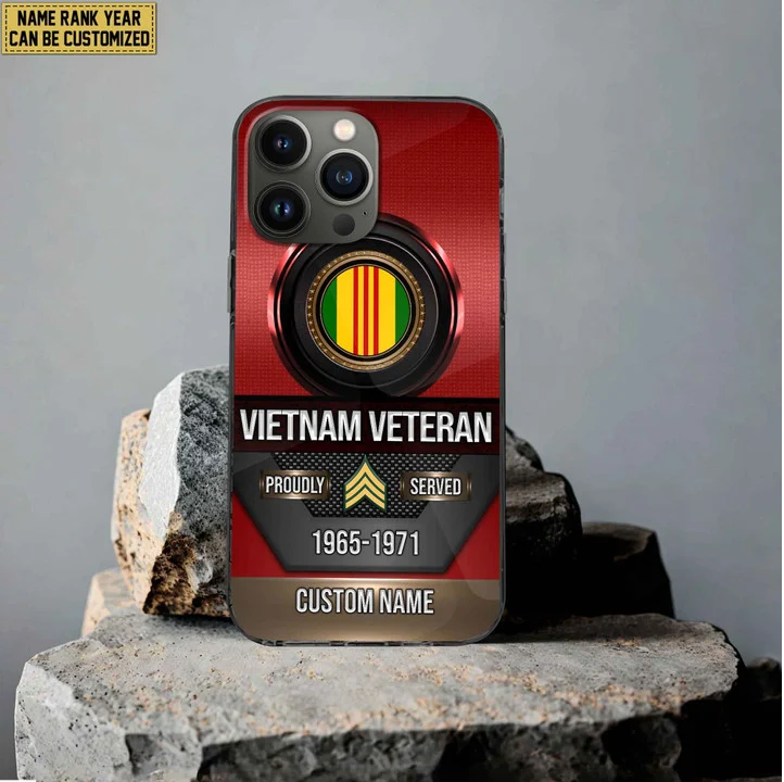 Premium Custom Name, Rank Vietnam Veteran Phone Case, Gifts For Vietnam Veteran, Gifts For Dad, For Husband