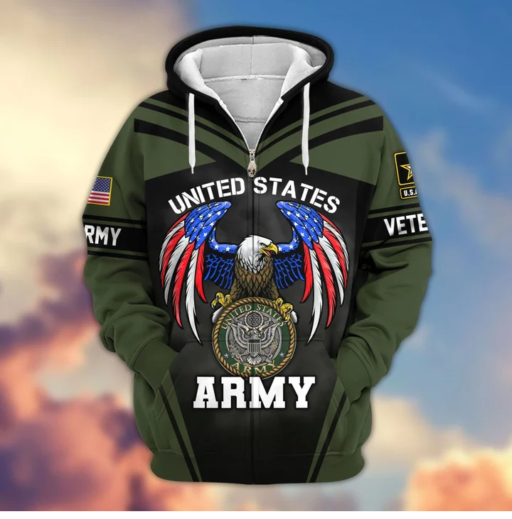 Premium US Veterans Zip Hoodie,Gifts For US Veterans, Gifts For Veterans Day, Gifts For Father's Day