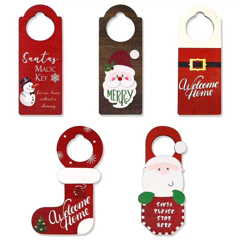 Flagmeup8386 5pcs Christmas Door Knob Hanging Set - Santa Claus & Snowman Designs