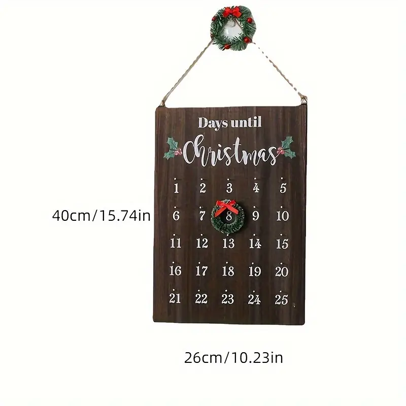 Flagmeup8386 Art Decor Wooden Christmas Countdown Calendar - Wall-Hanging Holiday Decor Sign