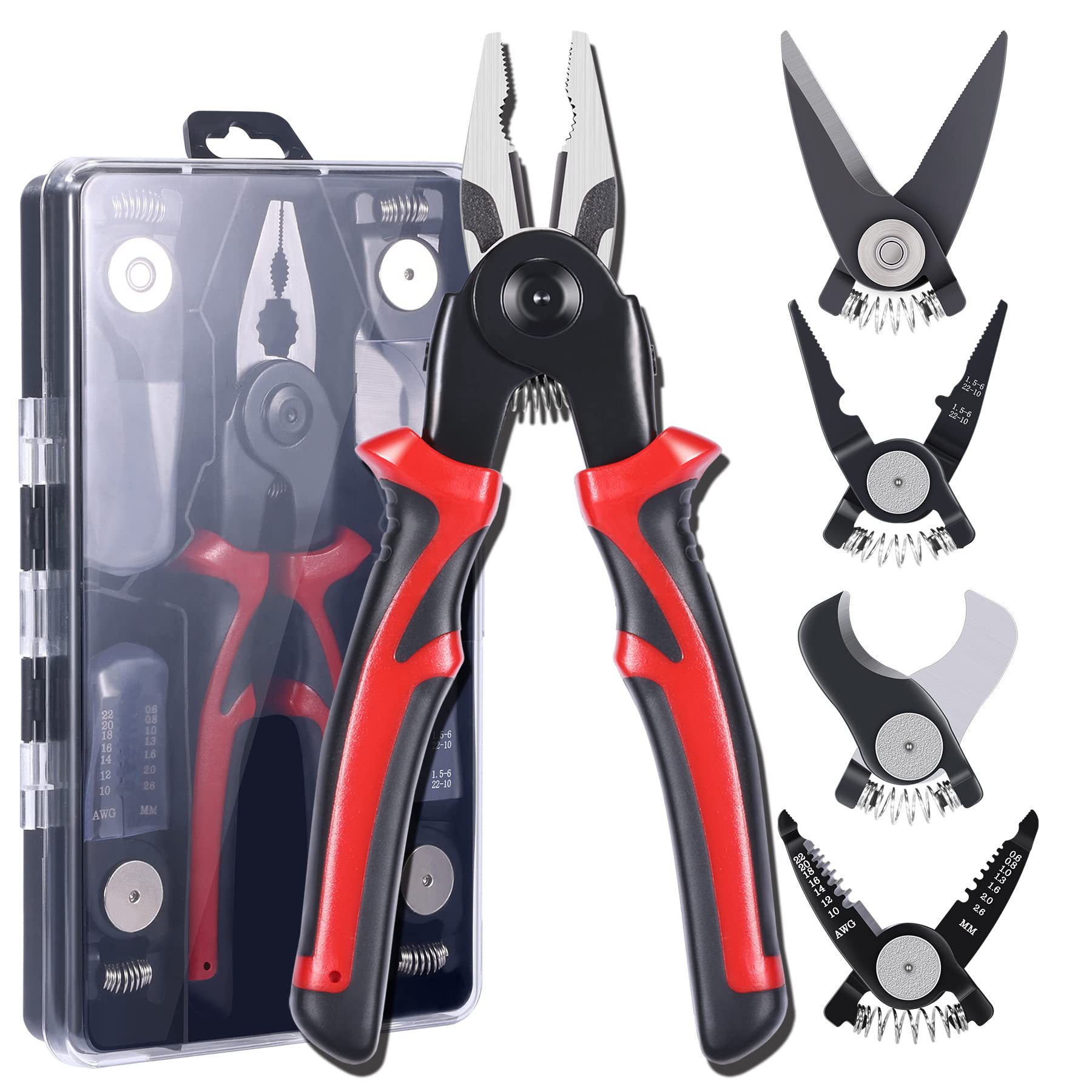 Multifunctional 5 In 1 Pliers Steel Wire Pliers Wire Stripping Pliers Interchangeable Head Tool Special For Electricians