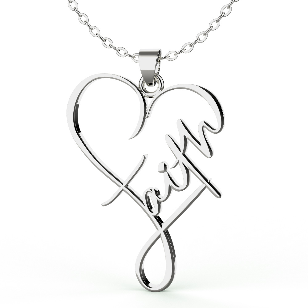 European And American Necklace Heart Of Faith Pendant