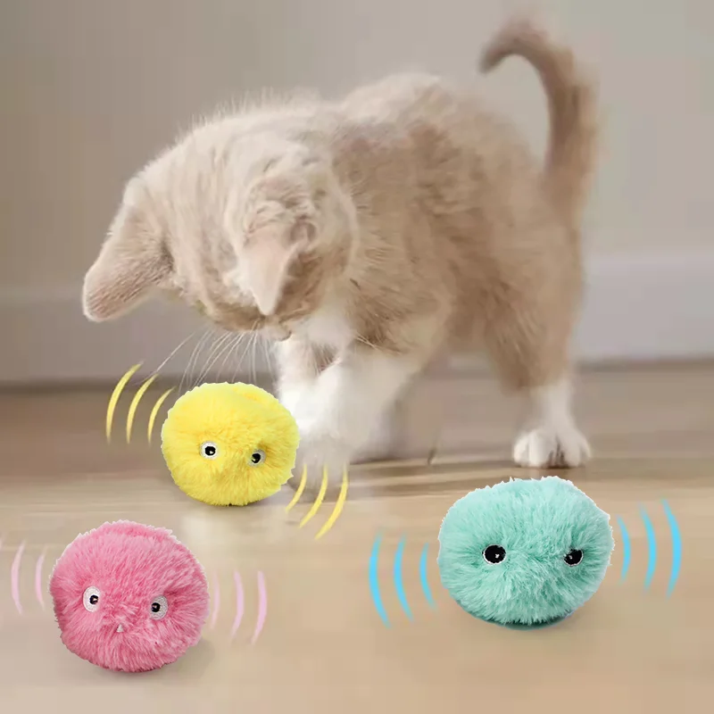 Smart Cat Toys Interactive Ball Plush Electric Catnip Training Toy Kitten Touch Sounding Pet Product Squeak Toy Ball Cat Play