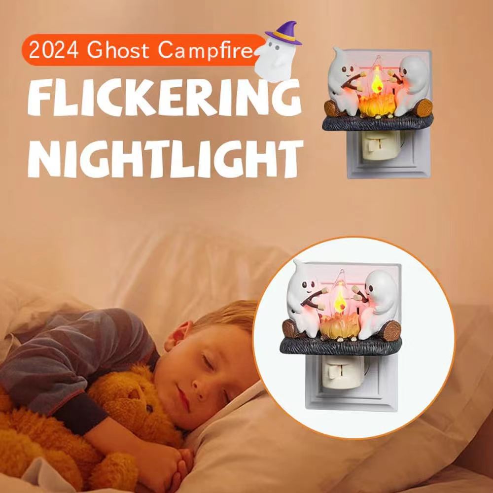 Flagmeup8386 Ghost Campfire Flickering Nightlight - Fire Marshmallow Halloween Gift