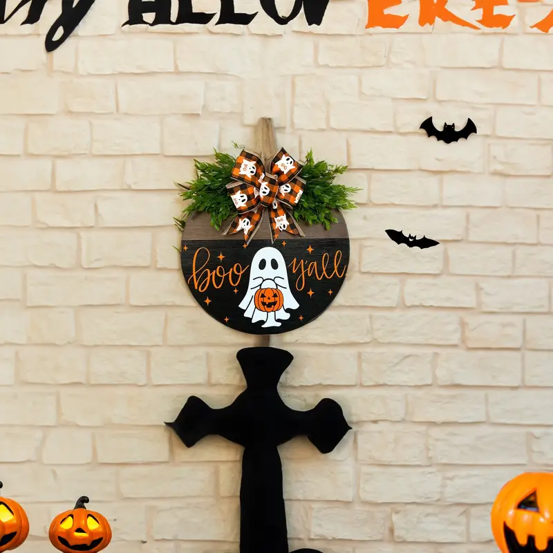 Flagmeup8386 Halloween White Ghost Pumpkin BOO Door Hanging Sign