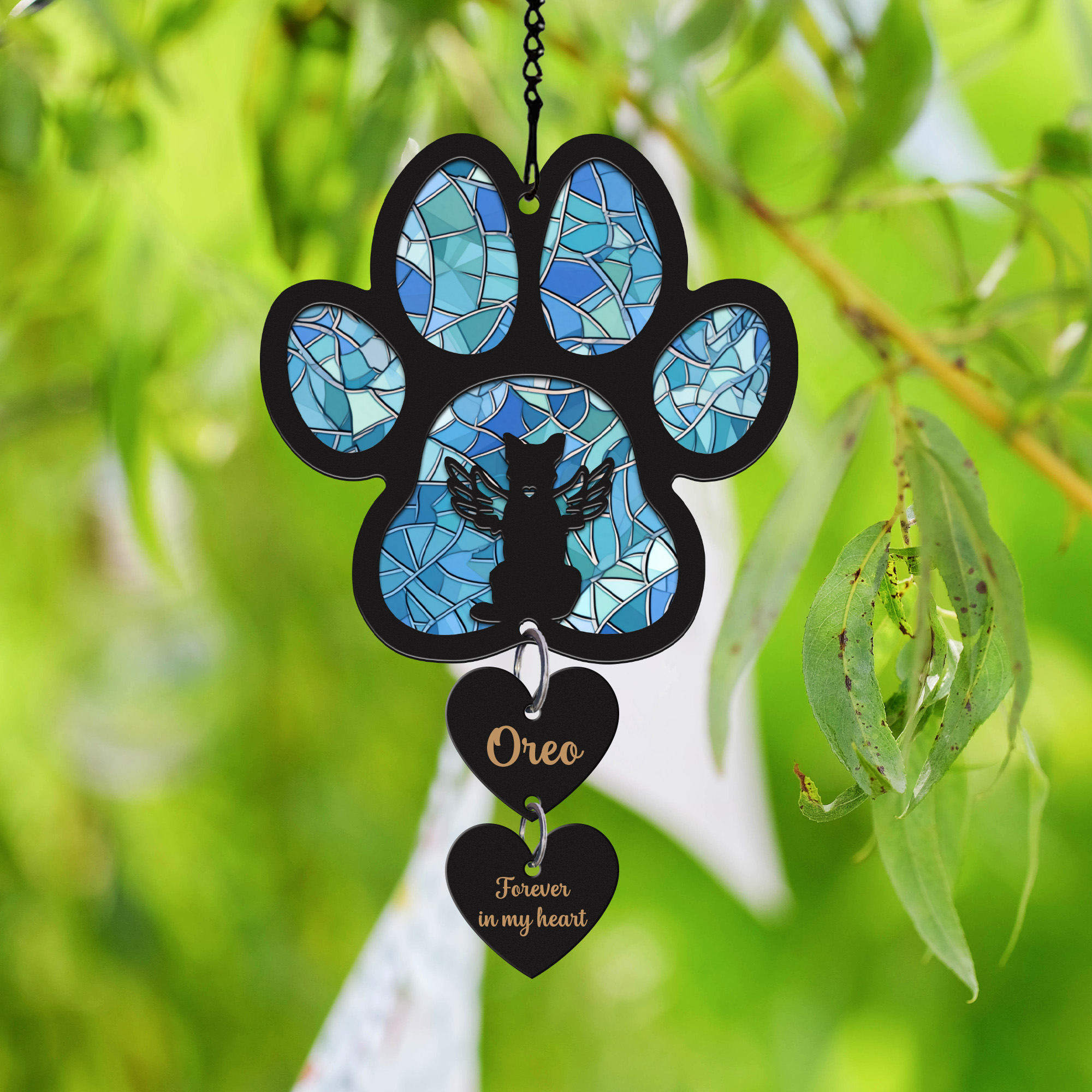 Personalized Loss of Pet sympathy Gift, Dog and Cat Memorial Gift, Couple Pet on Moon , Dog Remembrance suncatcher, Cat loss gift, Pet loss