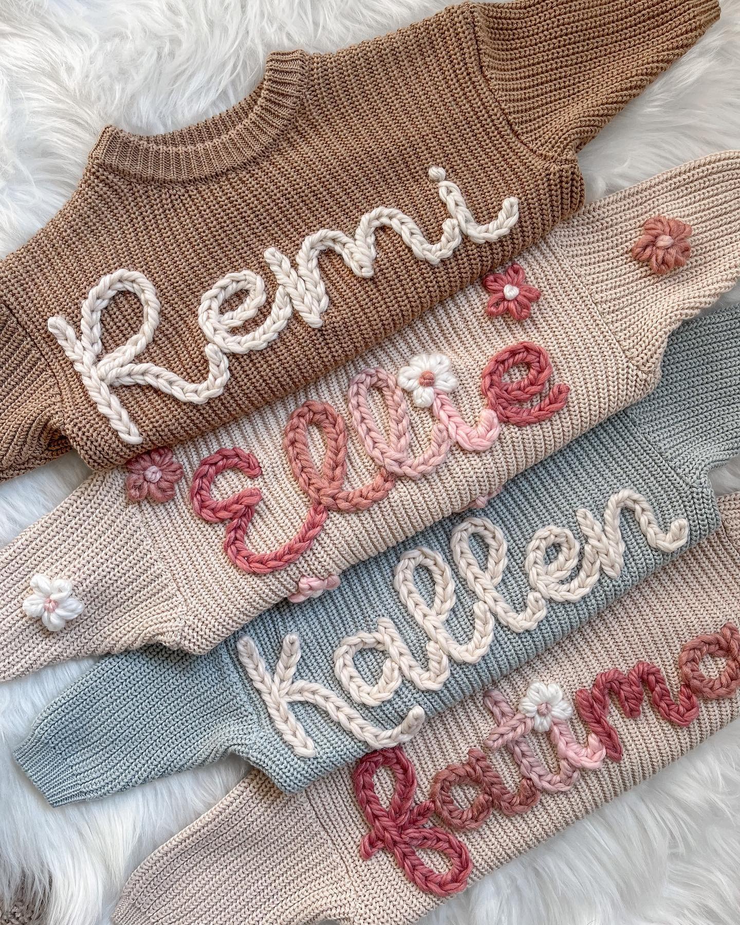 Personalized Hand embroidered Name Baby Sweater